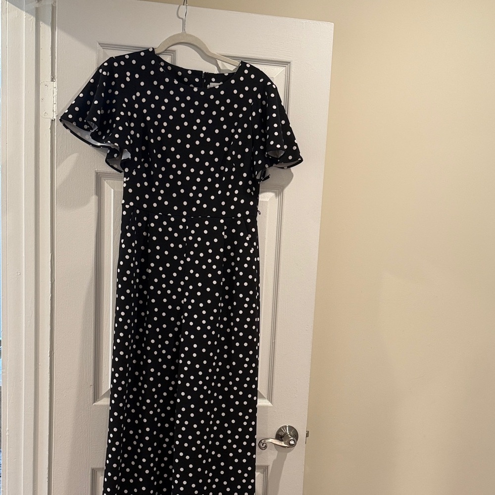 Calvin Klein Black and White Polka Dot Jumpsuit